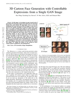 3D Cartoon Face Generation with Controllable Expressions from a Single GAN Image
