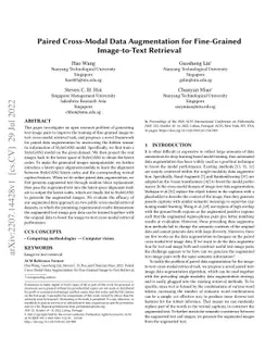 Paired Cross-Modal Data Augmentation for Fine-Grained Image-to-Text
  Retrieval
