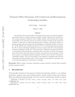 Treatment Effect Estimation with Unobserved and Heterogeneous
  Confounding Variables