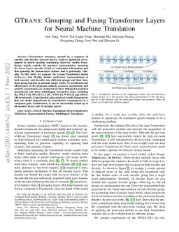 GTrans: Grouping and Fusing Transformer Layers for Neural Machine
  Translation