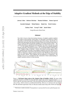 Adaptive Gradient Methods at the Edge of Stability