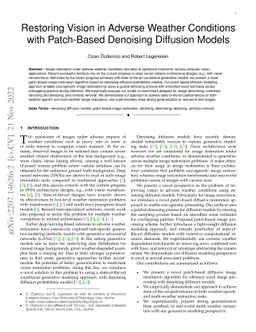 Restoring Vision in Adverse Weather Conditions with Patch-Based
  Denoising Diffusion Models