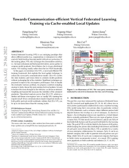 Towards Communication-efficient Vertical Federated Learning Training via
  Cache-enabled Local Updates
