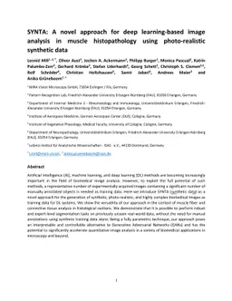 SYNTA: A novel approach for deep learning-based image analysis in muscle
  histopathology using photo-realistic synthetic data
