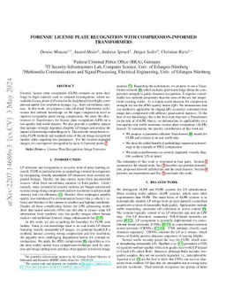 Forensic License Plate Recognition with Compression-Informed
  Transformers