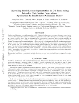Improving Small Lesion Segmentation in CT Scans using Intensity
  Distribution Supervision: Application to Small Bowel Carcinoid Tumor