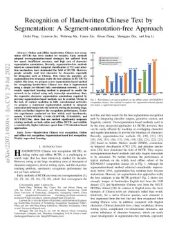 Recognition of Handwritten Chinese Text by Segmentation: A
  Segment-annotation-free Approach