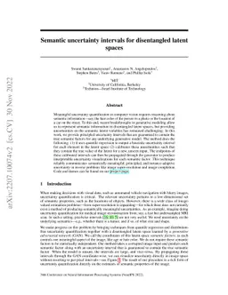 Semantic uncertainty intervals for disentangled latent spaces