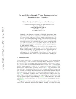 Is an Object-Centric Video Representation Beneficial for Transfer?