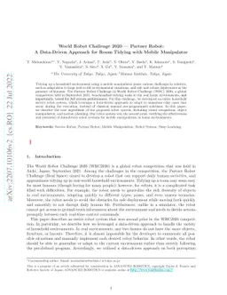 World Robot Challenge 2020 -- Partner Robot: A Data-Driven Approach for
  Room Tidying with Mobile Manipulator