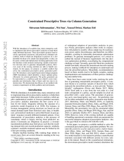 Constrained Prescriptive Trees via Column Generation
