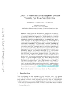 GBDF: Gender Balanced DeepFake Dataset Towards Fair DeepFake Detection