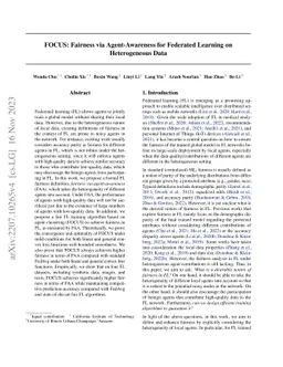 FOCUS: Fairness via Agent-Awareness for Federated Learning on
  Heterogeneous Data