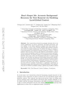 Don't Forget Me: Accurate Background Recovery for Text Removal via
  Modeling Local-Global Context