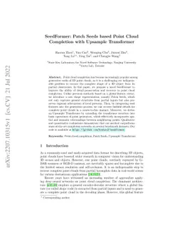 SeedFormer: Patch Seeds based Point Cloud Completion with Upsample
  Transformer