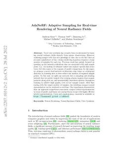 AdaNeRF: Adaptive Sampling for Real-time Rendering of Neural Radiance
  Fields