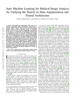 Auto Machine Learning for Medical Image Analysis by Unifying the Search
  on Data Augmentation and Neural Architecture