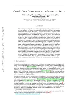 CodeT: Code Generation with Generated Tests