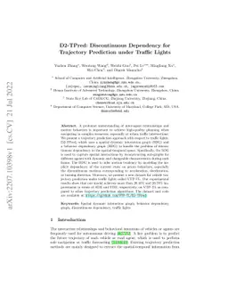 D2-TPred: Discontinuous Dependency for Trajectory Prediction under
  Traffic Lights