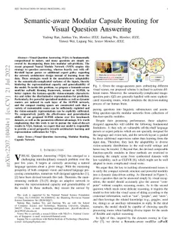 Semantic-aware Modular Capsule Routing for Visual Question Answering