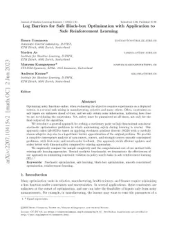 Log Barriers for Safe Black-box Optimization with Application to Safe
  Reinforcement Learning