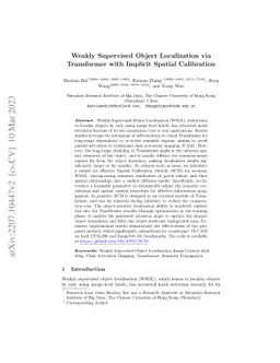 Weakly Supervised Object Localization via Transformer with Implicit
  Spatial Calibration