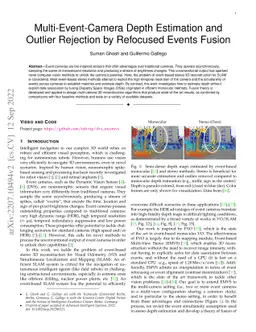 Multi-Event-Camera Depth Estimation and Outlier Rejection by Refocused
  Events Fusion