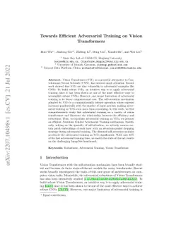 Towards Efficient Adversarial Training on Vision Transformers