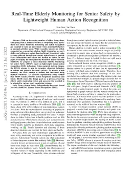 Real-Time Elderly Monitoring for Senior Safety by Lightweight Human
  Action Recognition