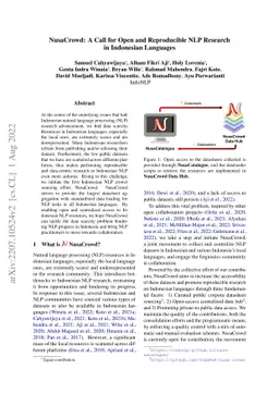 NusaCrowd: A Call for Open and Reproducible NLP Research in Indonesian
  Languages