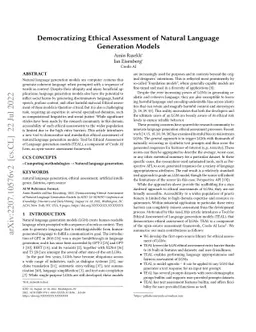 Democratizing Ethical Assessment of Natural Language Generation Models