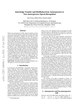 Knowledge Transfer and Distillation from Autoregressive to
  Non-Autoregressive Speech Recognition