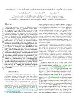 Unsupervised pre-training of graph transformers on patient population
  graphs