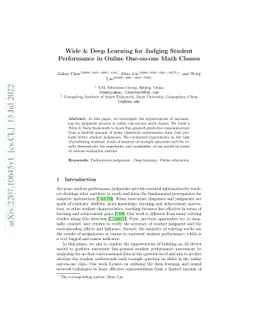 Wide & Deep Learning for Judging Student Performance in Online
  One-on-one Math Classes
