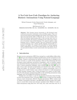 A No-Code Low-Code Paradigm for Authoring Business Automations Using
  Natural Language