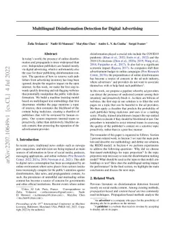 Multilingual Disinformation Detection for Digital Advertising