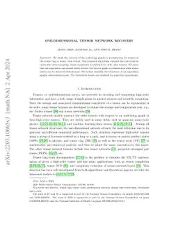 One-dimensional Tensor Network Recovery