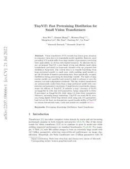 TinyViT: Fast Pretraining Distillation for Small Vision Transformers