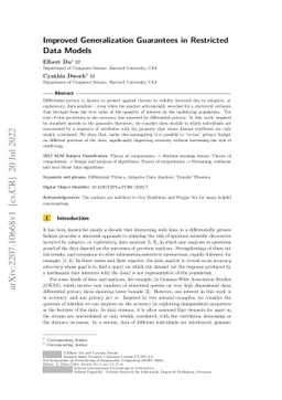 Improved Generalization Guarantees in Restricted Data Models