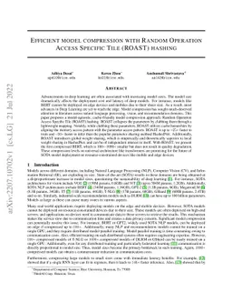 Efficient model compression with Random Operation Access Specific Tile
  (ROAST) hashing