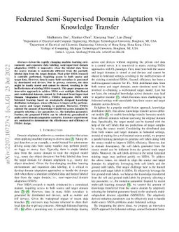 Federated Semi-Supervised Domain Adaptation via Knowledge Transfer