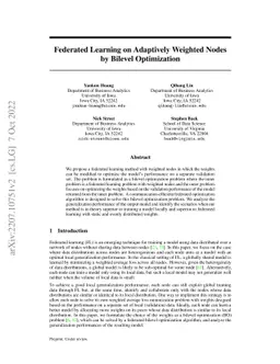 Federated Learning on Adaptively Weighted Nodes by Bilevel Optimization