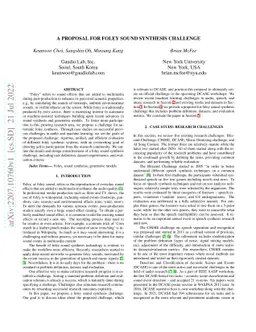 A Proposal for Foley Sound Synthesis Challenge