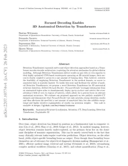 Focused Decoding Enables 3D Anatomical Detection by Transformers