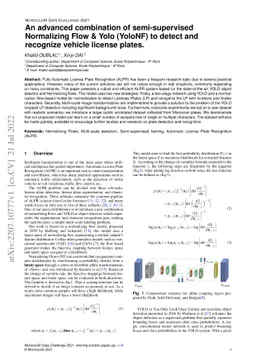 An advanced combination of semi-supervised Normalizing Flow & Yolo
  (YoloNF) to detect and recognize vehicle license plates