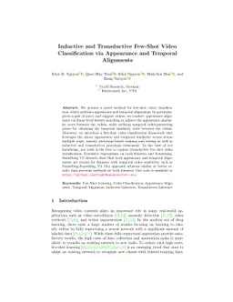 Inductive and Transductive Few-Shot Video Classification via Appearance
  and Temporal Alignments