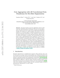 Cost Aggregation with 4D Convolutional Swin Transformer for Few-Shot
  Segmentation