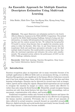 An Ensemble Approach for Multiple Emotion Descriptors Estimation Using
  Multi-task Learning