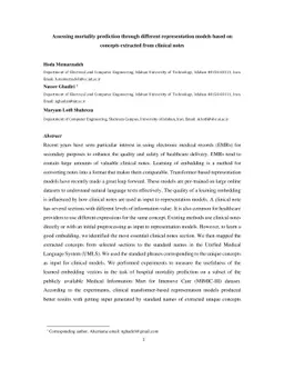 Assessing mortality prediction through different representation models
  based on concepts extracted from clinical notes