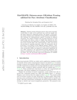 FairGRAPE: Fairness-aware GRAdient Pruning mEthod for Face Attribute
  Classification